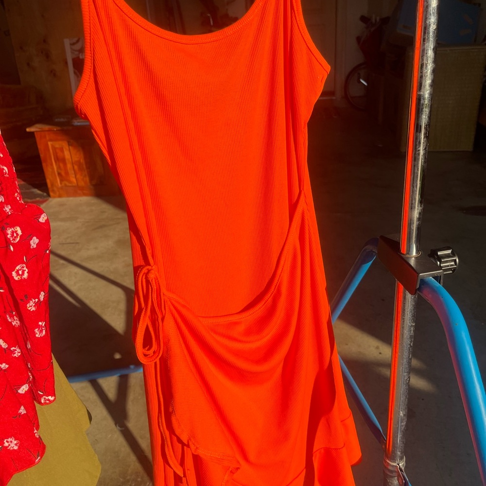 HOT ORANGE XL SHEIN WRAP DRESS